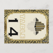 Art Deco gebouw zwart goud trouwtafel nummer Briefkaart (Achterkant)