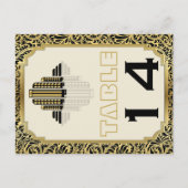 Art Deco gebouw zwart goud trouwtafel nummer Briefkaart (Voorkant)
