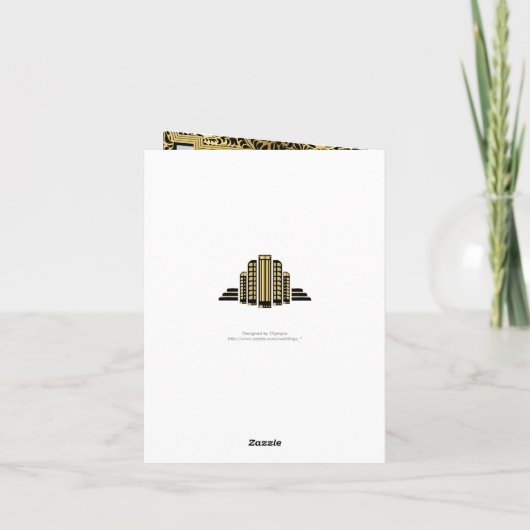 Art Deco gebouwen zwart, goud bruiloft Dank u Bedankkaart (Achterkant)