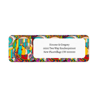 Art deco gebrandschilderd glas kleurrijk modern etiket