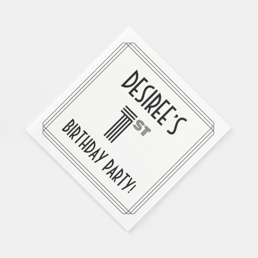 Art Deco Geïnspireerd 1st Birthday Party, aangepas Servet (Hoek)