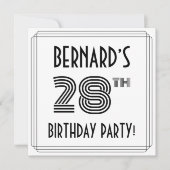 Art Deco geïnspireerd 28e verjaardagsfeest, op maa Kaart (Voorkant)