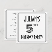 Art Deco Geïnspireerd 5e verjaardag, aangepaste na Kaart (Voorkant / Achterkant)