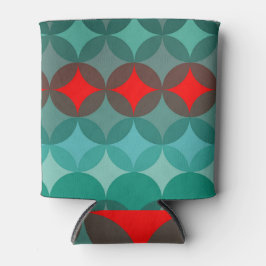 Art Deco Geïnspireerd blauwgroen & rood abstract Blikjeskoeler
