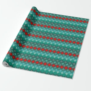 Art Deco Geïnspireerd blauwgroen & rood abstract Cadeaupapier