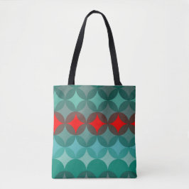 Art Deco Geïnspireerd blauwgroen & rood abstract Draagtas