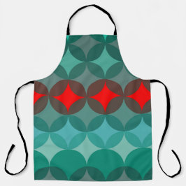 Art Deco Geïnspireerd blauwgroen & rood abstract Schort