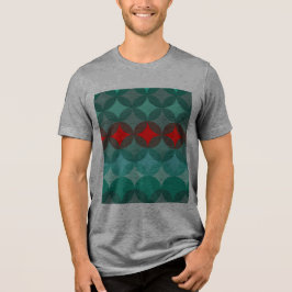 Art Deco Geïnspireerd blauwgroen & rood abstract Tri-Blend Shirt
