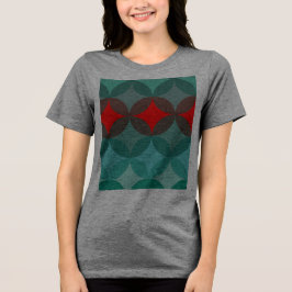 Art Deco Geïnspireerd blauwgroen & rood abstract Tri-Blend Shirt