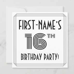 Art Deco Geïnspireerd op 16e verjaardag, aangepast Kaart