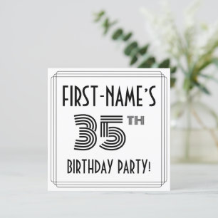 Art Deco geïnspireerd op 35e verjaardag, aangepast Kaart