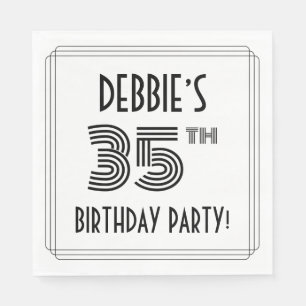 Art Deco geïnspireerd op 35e verjaardag, aangepast Servet