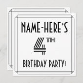 Art Deco Geïnspireerd op 4e verjaardag, aangepaste Kaart (Voorkant / Achterkant)