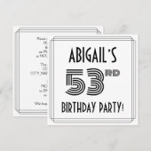 Art Deco geïnspireerd op 53e verjaardag, aangepast Kaart (Voorkant / Achterkant)