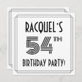 Art Deco geïnspireerd op 54e verjaardag, aangepast Kaart (Voorkant / Achterkant)