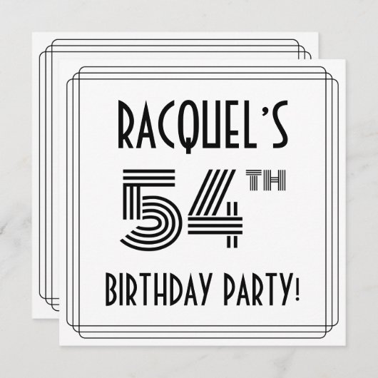 Art Deco geïnspireerd op 54e verjaardag, aangepast Kaart (Voorkant / Achterkant)