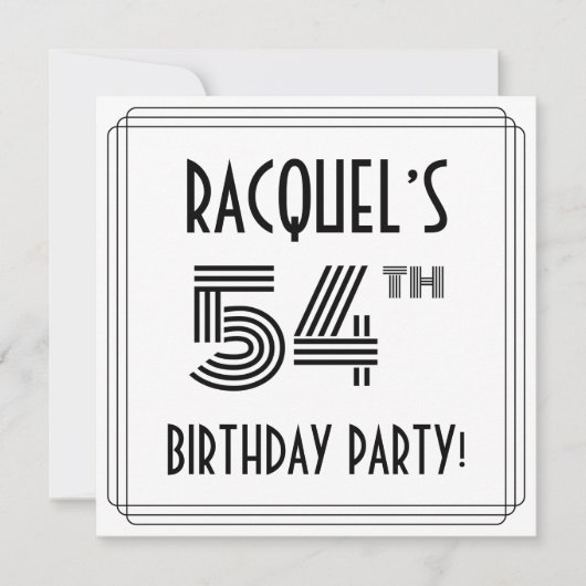 Art Deco geïnspireerd op 54e verjaardag, aangepast Kaart (Voorkant)
