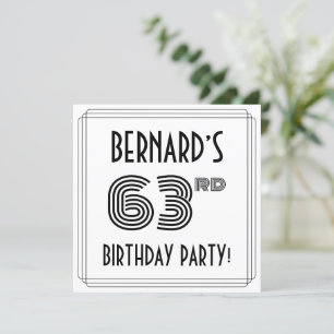 Art Deco geïnspireerd op 63e verjaardag, aangepast Kaart