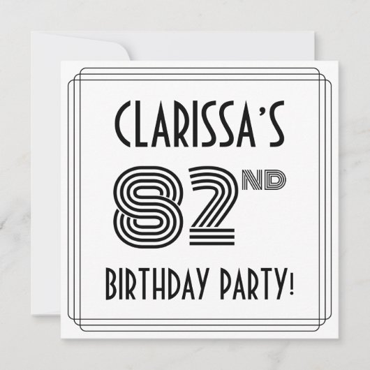 Art Deco geïnspireerd op 82e verjaardag, aangepast Kaart (Voorkant)