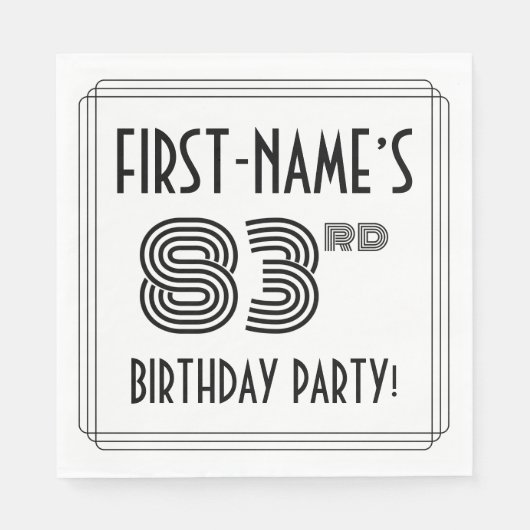 Art Deco geïnspireerd op 83e verjaardag, aangepast Servet (Voorkant)