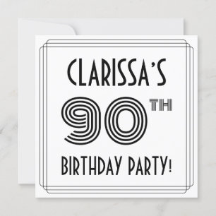 Art Deco geïnspireerd op 90e verjaardag, aangepast Kaart