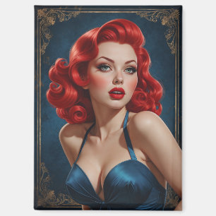 Art-Deco geïnspireerde Redhead Pin-Up Magneet