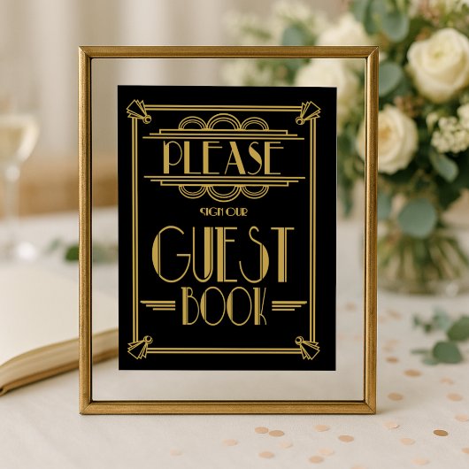 Art Deco Gelieve onze trouwborden in het gastenboe Poster