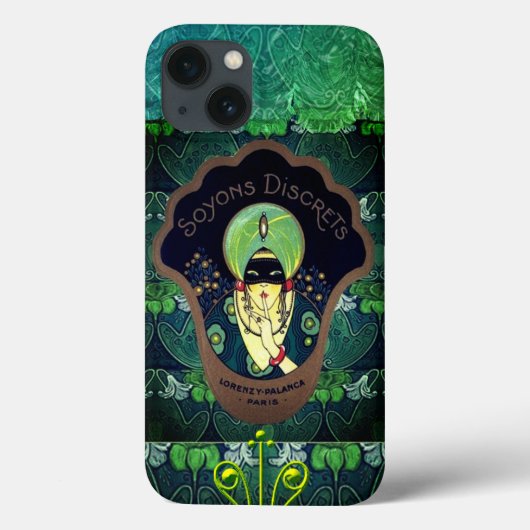 Art deco gemaskerde vrouw  groen zwart Case-Mate iPhone case (Achterkant)