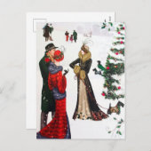 Art déco gens de Noël Vacances carte postale vinta (Devant / Derrière)