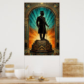 Art Deco Gentleman Silhouette Top Hat Cane Poster (Cuisine)