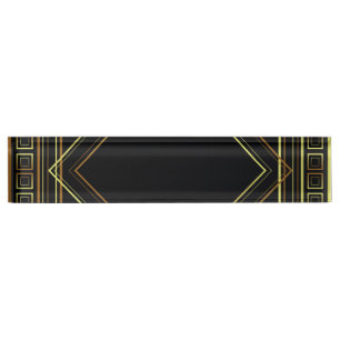 Art Deco Geometric Black Gold crème Naambordje