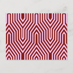 Art Deco Geometric - Bourgogne en roze Briefkaart
