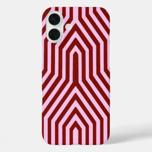 Art Deco Geometric - Bourgogne en roze iPhone 16 Plus Hoesje