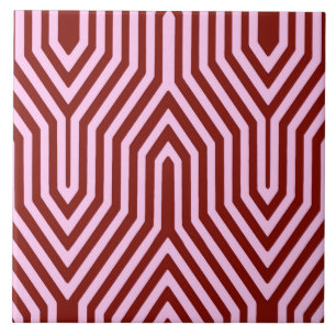 Art Deco Geometric - Bourgogne en roze Tegeltje