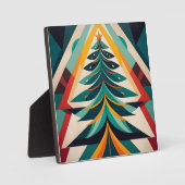 Art Deco Geometric Christmas Green Branches Fotoplaat (Voorkant)