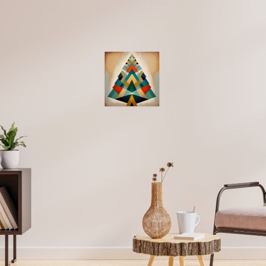 Art Deco Geometric Christmas Triangle Branches Poster (Woonkamer 3)