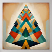 Art Deco Geometric Christmas Triangle Branches Poster (Voorkant)
