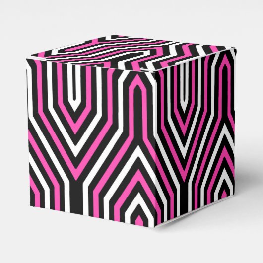 Art Deco Geometric - fuchsia roze, zwart-wit Bedankdoosjes (Voorkant Zijde)