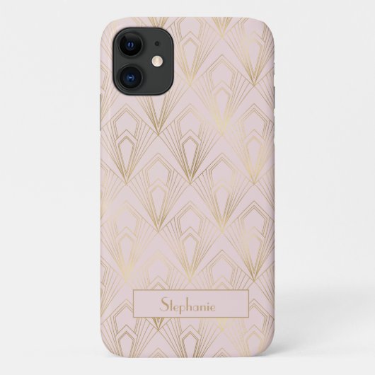Art Deco Geometric Gold en Blush Pink Pattern Case-Mate iPhone Case (Achterkant)