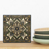 Art Deco Geometric Gold Green Blue Ceramic Tile Tegeltje