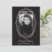 Art Deco Geometric Holiday Photo Card Black Feestdagenkaart (Staand voorkant)