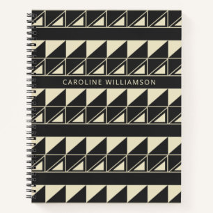  Art Deco Geometric in Black Personalized Notitieboek
