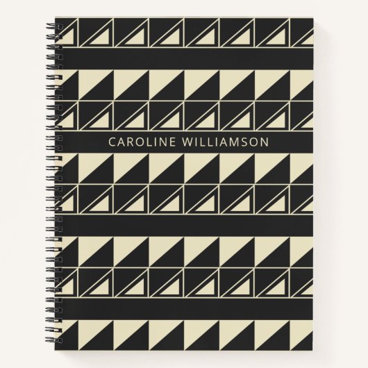Art Deco Geometric in Black Personalized Notitieboek (Voorkant)