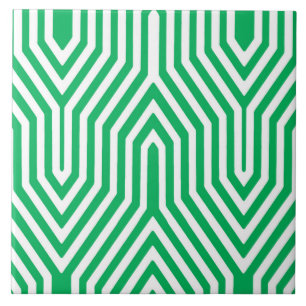 Art Deco Geometric - jade groen en wit Tegeltje