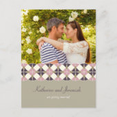 Art Deco Geometric Pattern Foto slaat de datum op Aankondigingskaart (Voorkant)