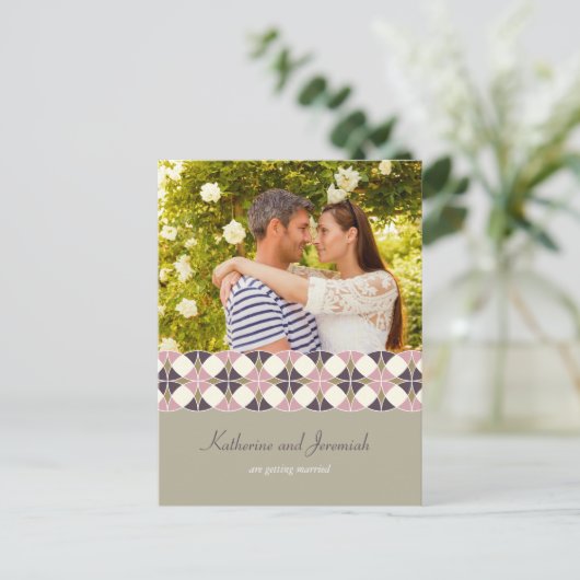 Art Deco Geometric Pattern Foto slaat de datum op Aankondigingskaart (Staand voorkant)