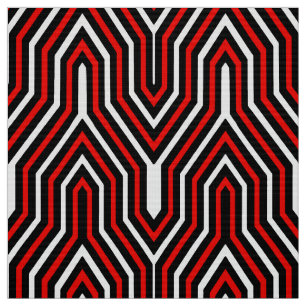Art Deco Geometric - rood, zwart en wit Stof