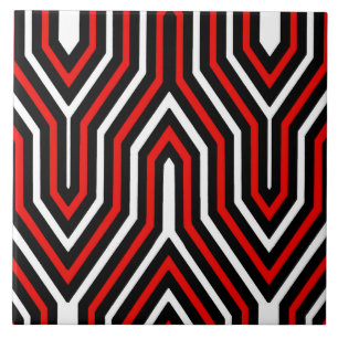Art Deco Geometric - rood, zwart en wit Tegeltje