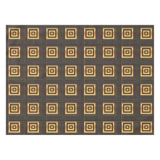 Art Deco Geometric Squares zwart & goud Tafelkleed (Voorkant (Horizontaal))