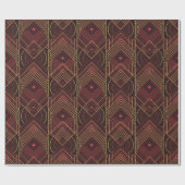 Art Deco Geometric Uplift - Wine Red Cadeaupapier (Vlak)